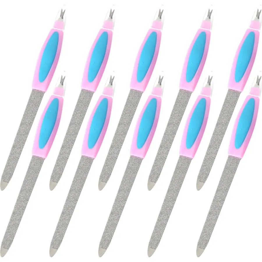 10pcs Dual Ended Nail File Strip Cuticle Polisher Tool