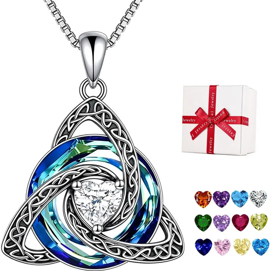 12 Birthstone Colors Celtic Witch Knot Necklace Bracelet & Earrings