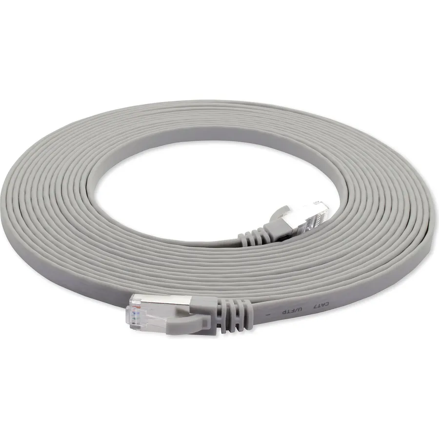 1aTTack.de 0,25m - Grey - 1 Piece CAT.7 Ethernet Gigabit LAN Cable (HIGH Speed Flat Networkcable) 600 MHz, 10000 Mbit/s, Slim, patchkabel (compatibel with CAT5 CAT5e CAT6 CAT6a Cat8) Ribbon