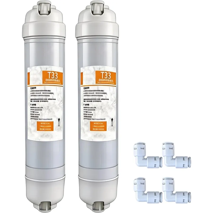 2-Pack, T33 Post-Activated Carbon Filter Replacement Pack, Suitable for Under-Sink Reverse Osmosis Water Purification Systems, Effectively Improves Taste