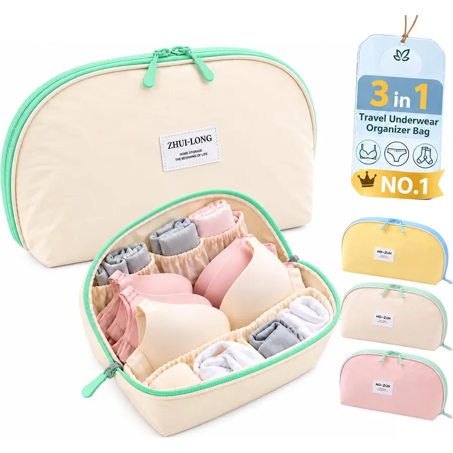 3 in 1 Travel Underwear Organizer Lingerie Bag Bra Panties Socks Storage