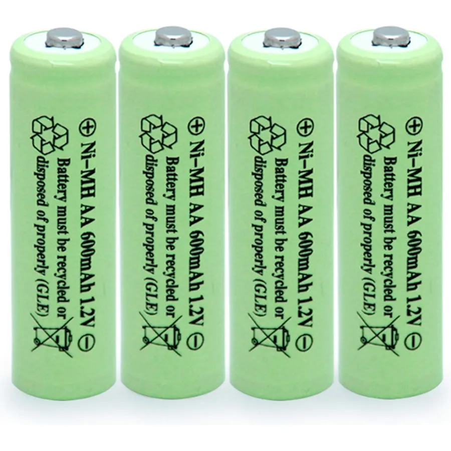 【4pcs】 Solar Light Batteries AA Ni-MH 600mAh 1.2V Rechargeable for Garden Lights Remotes Mice(AA Battery Size: 14.5×50.5mm)