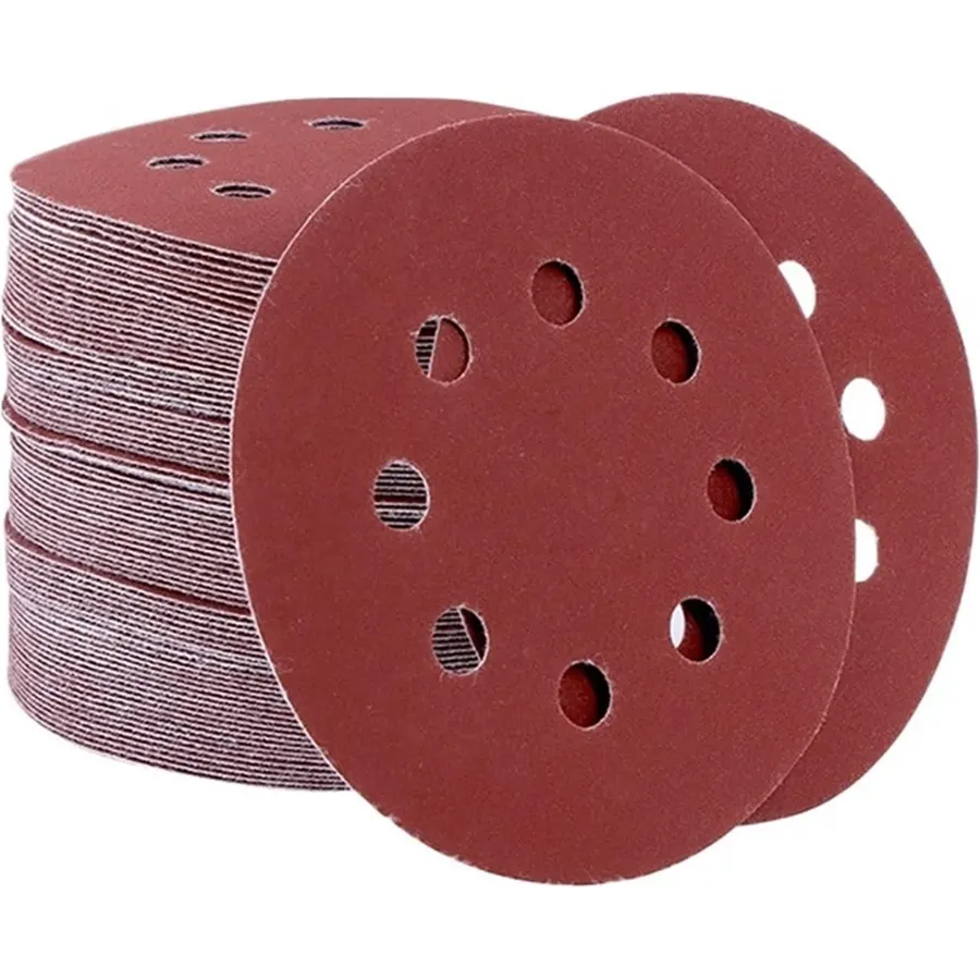 5/10/100pcs 5" 125mm 8 Hole Hook Loop Sanding Discs Sandpaper Pads Set 60Grits ~ 2000Grits Sander Disc Abrasive Polishing Tools(100 Grits,10pcs)