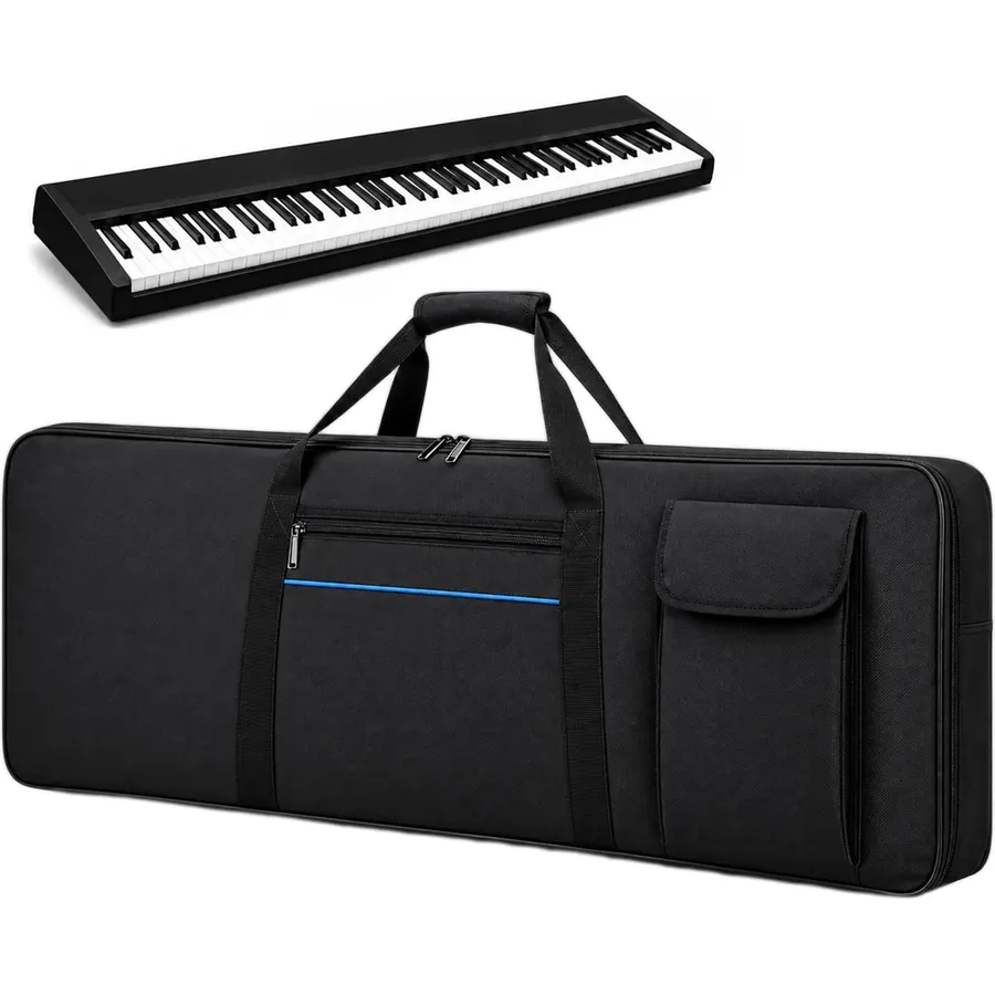 61 Key Keyboard Bag for Korg Nautilus 61, Padded Keyboard Carrying Case with Zipper, Shoulder Straps, Handle, Storage Pocket, Water-Resistant Oxford Fabric,M(98 x 41 x 14cm)