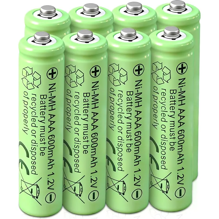 【8 Pack】 Ni MH AAA Rechargeable Battery 1.2V 600mAh Large Capacity, Suitable for Remote Control, Toys, calculators, Low self Discharge, Rechargeable.