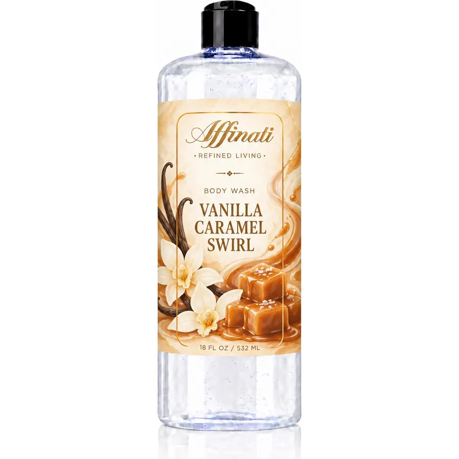 Affinati Vanilla Caramel Swirl Body Wash & Gel – Very Fragrant, 18 oz