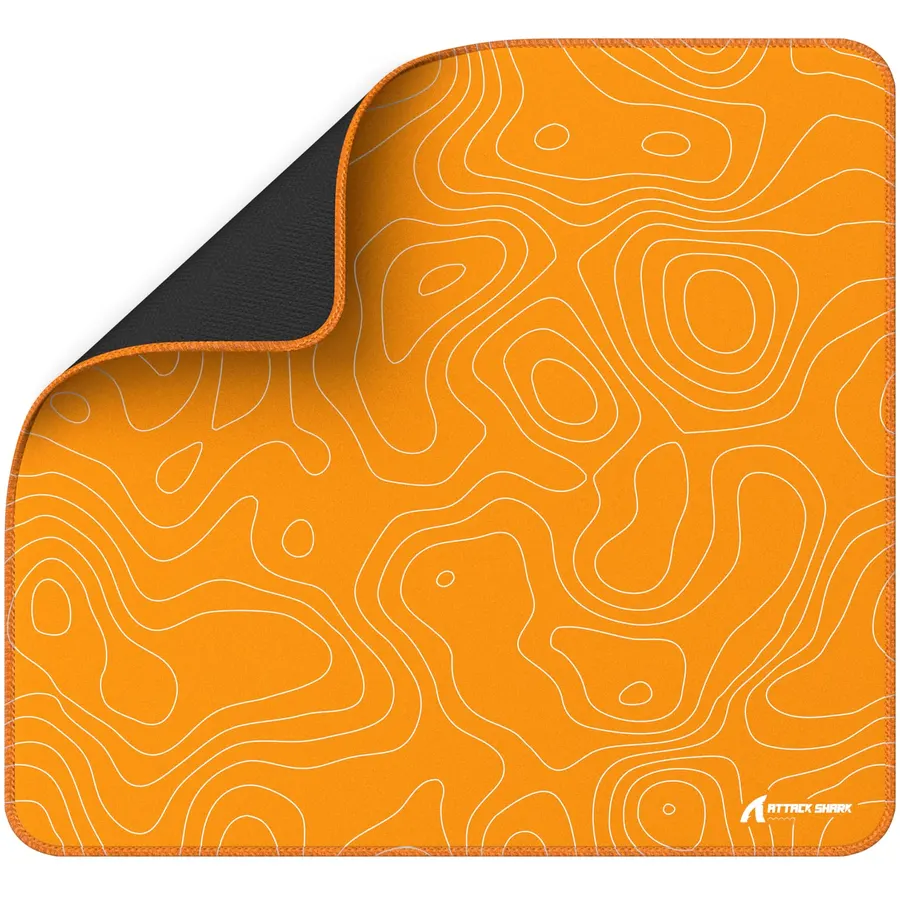 ATTACK SHARK CM02 Gaming Mouse Pad for Esports Speed Large Mouse mats for Desk Waterproof Surface Stitched Edges and Anti-Slip Rubber Base Size L Laminate 17.72” x 15.75” x 0.16” Orange Contour