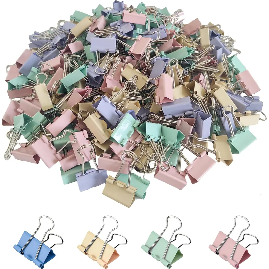 Colored Paper Binder Clips, 240 Pcs, Medium 25 mm/1 Inch Size