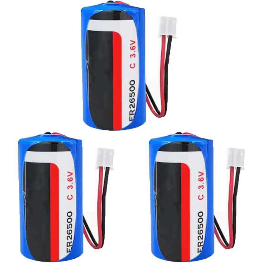 (3-Pack) ER26500 3.6V 8500mAh Size C Non-Rechargeable Lithium Battery (with 2.0 White Plug)