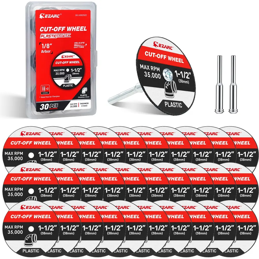 EZARC 1-1/2 Plastic Cutting Wheels with 1/8 Mandrels, 32-Pack
