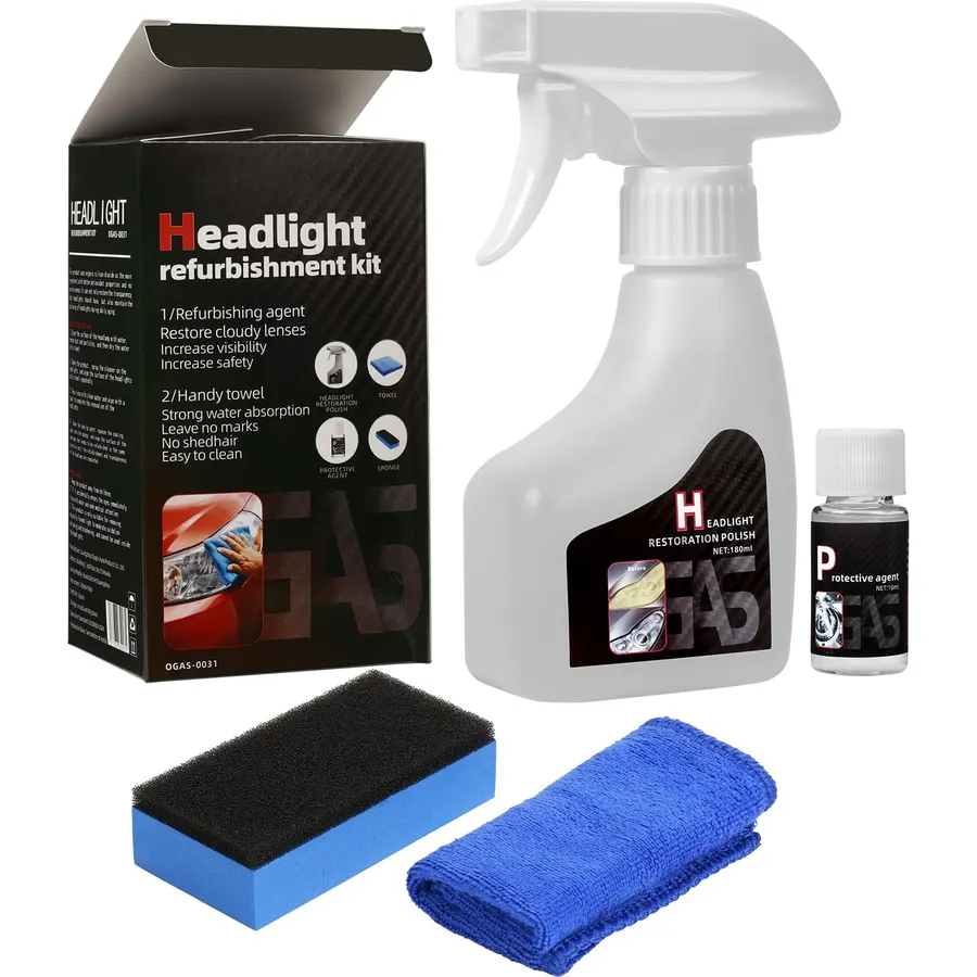 Headlight Restoration Kit, Multifunctional Automotive Headlight Cleaner Oxidized and Yellowed Head Light Restoring Kit for All Vehicle Types (Light Black)