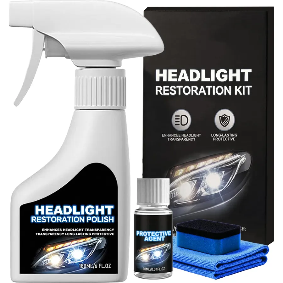 Headlight Restoration Kit for Cars, Headlight Cleaner+Ceramic Protectant