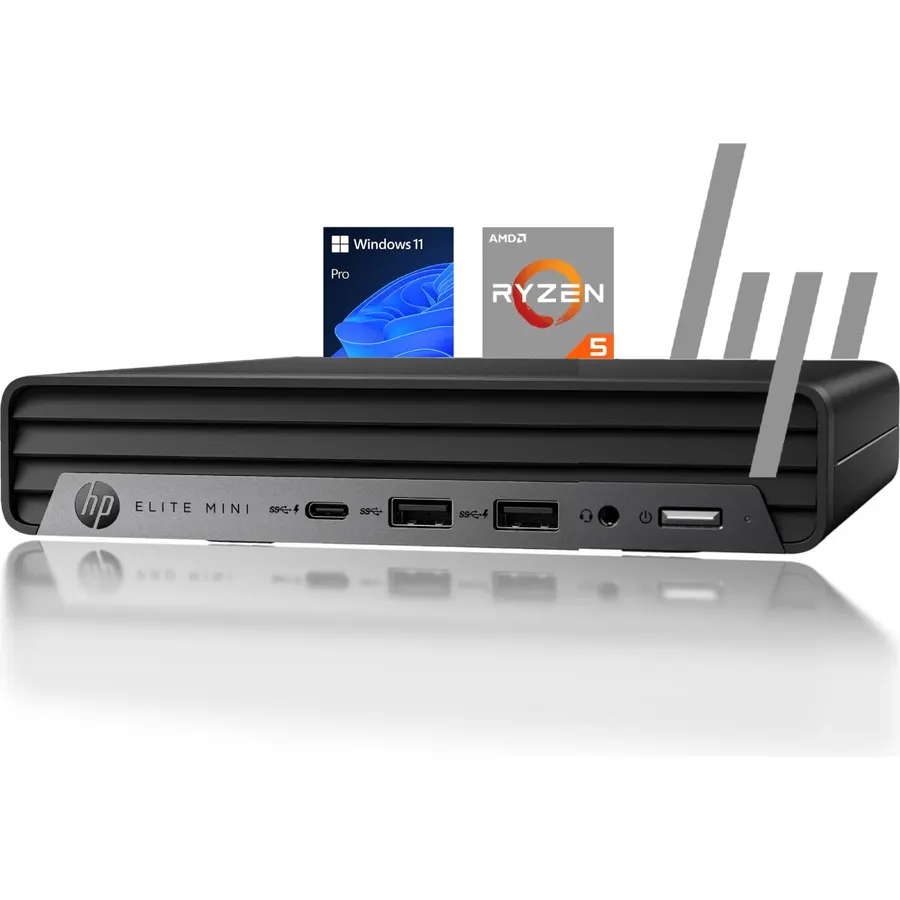 HP 2025 Elite 805 Mini PC Desktop Computer, AMD Ryzen 5 (Beat i7-11700T), Ultra-Quiet Design, 16GB RAM, 512GB PCIe SSD, Dual 4K Display Support, USB-C, Wi-Fi 6, Keyboard & Mouse, Windows 11