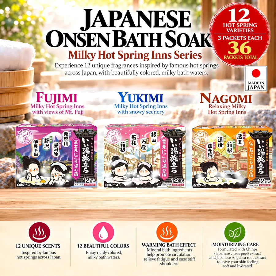 Iiyu Tabidachi 3 Boxes (12 Types, 36 Packs) Japanese Onsen Bath Salt Set. * Quasi-Drug.