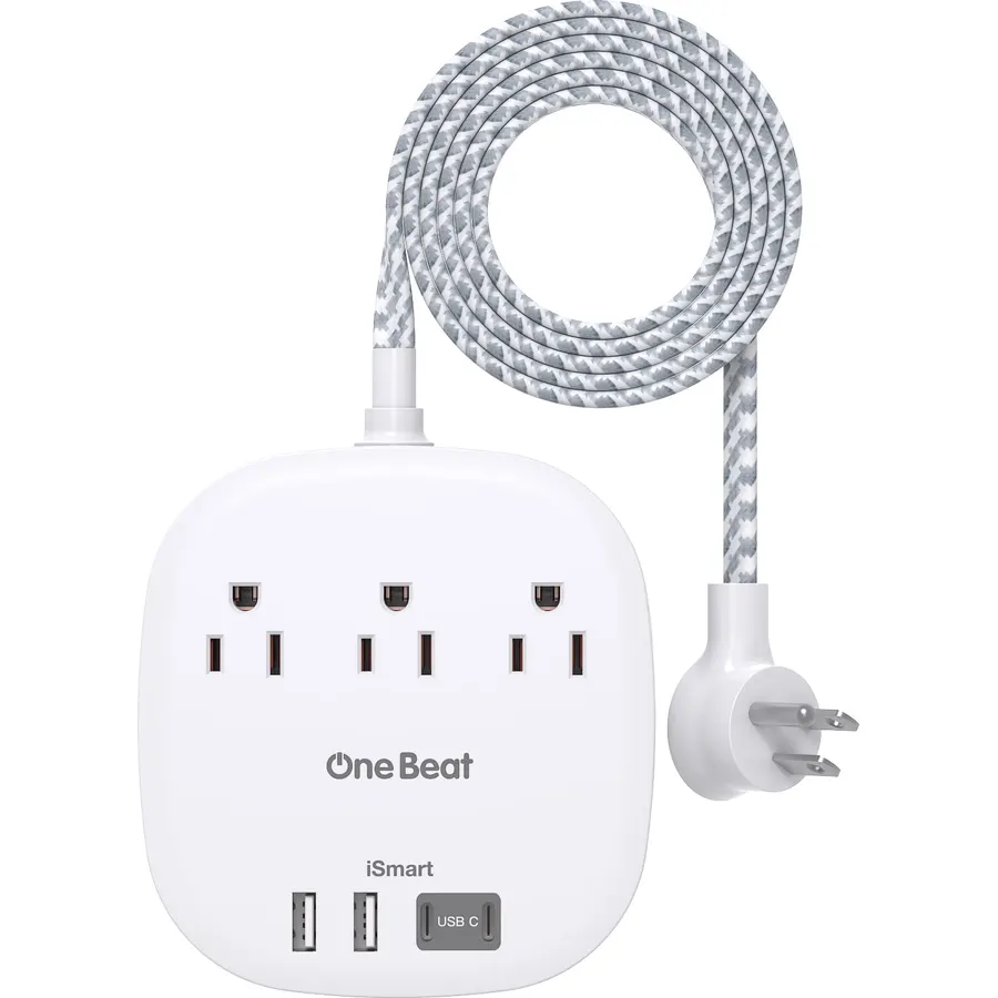One Beat Power Strip with USB C, 3 Outlets 4 USB Ports (3.1A),6ft